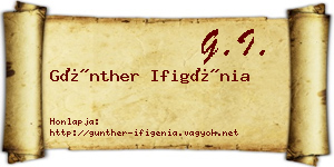 Günther Ifigénia névjegykártya